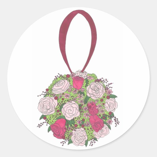 Floral Ball Bouquet Roos Flower Wedding Stickers (Voorkant)