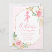 Floral Ballerina Birthday Invitation Stripes Kaart (Voorkant)