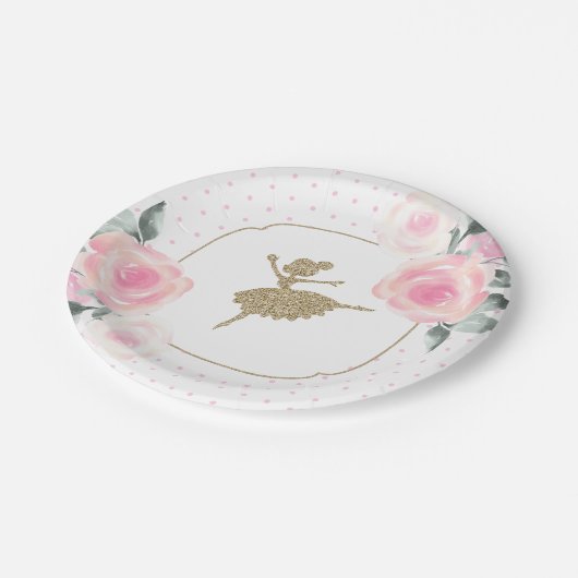 Floral Ballerina Birthday Party Borden Papieren Bordje (Gekanteld)