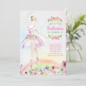 Floral Ballerina Birthday Party Kaart (Staand voorkant)