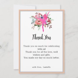 Floral Ballerina Dancer Verjaardag Dank u kaart