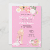 Floral Ballerina Pink Birthday Kaart (Voorkant)