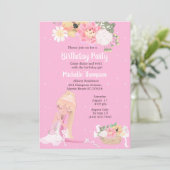 Floral Ballerina Pink Birthday Kaart (Staand voorkant)
