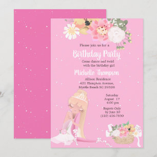 Floral Ballerina Pink Birthday Kaart
