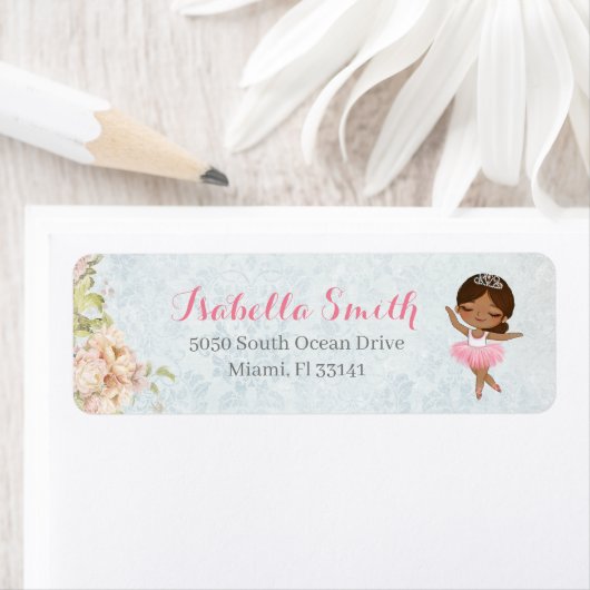 Floral Ballerina Uitnodiging Retouradres Label (Insitu)