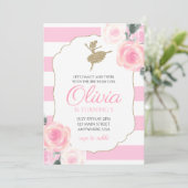 Floral Ballerina Verjaardag Uitnodiging (Staand voorkant)