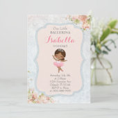 Floral Ballerina Verjaardag Uitnodiging (Staand voorkant)