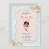 Floral Ballerina Verjaardag Uitnodiging (Voorkant / Achterkant)