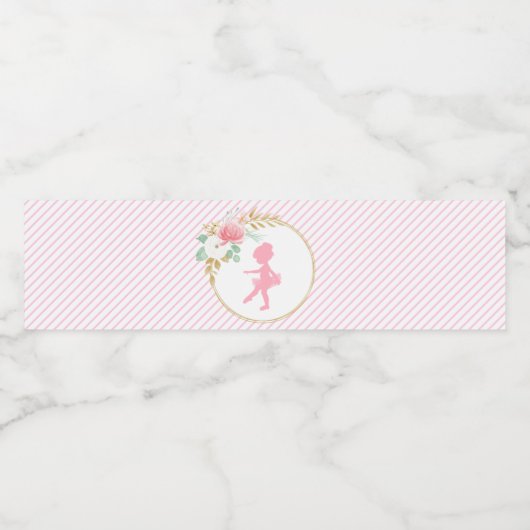 Floral Ballerina verjaardag water flesetiketten Waterfles Etiket (Enkel label)