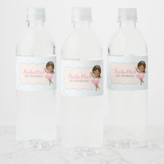 Floral Ballerina Verjaardag Waterfles Etiketten