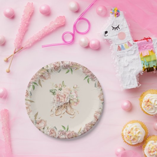 Floral Ballet Dancer Verjaardag Papieren Bordje (Feest)