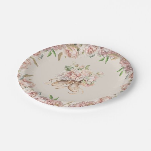 Floral Ballet Dancer Verjaardag Papieren Bordje (Gekanteld)