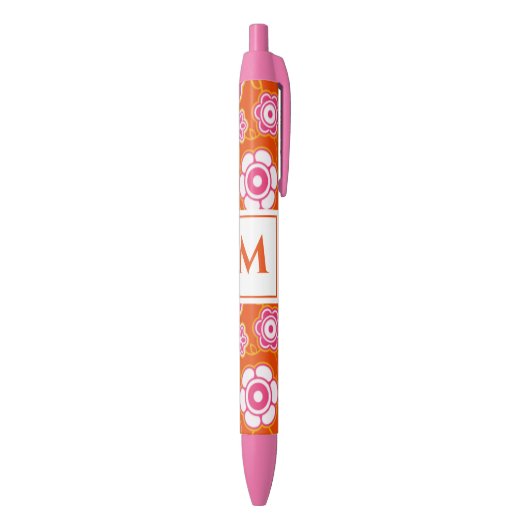 Floral Bandana Print Monogram Zwarte Inkt Pen (Achterkant (Verticaal))