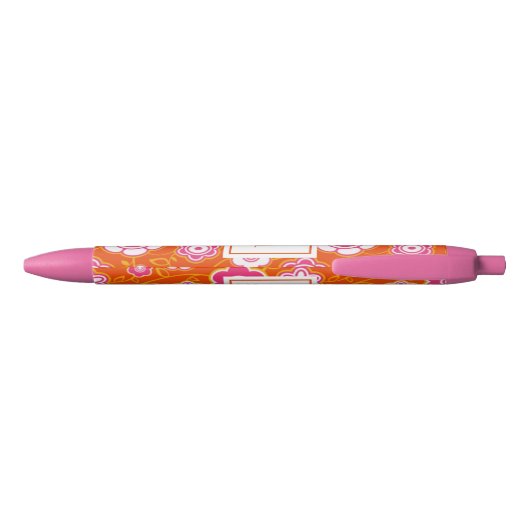 Floral Bandana Print Monogram Zwarte Inkt Pen (Achterkant)