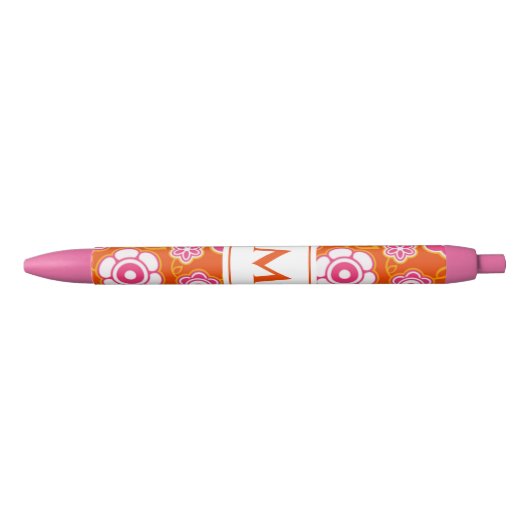 Floral Bandana Print Monogram Zwarte Inkt Pen (Voorkant)