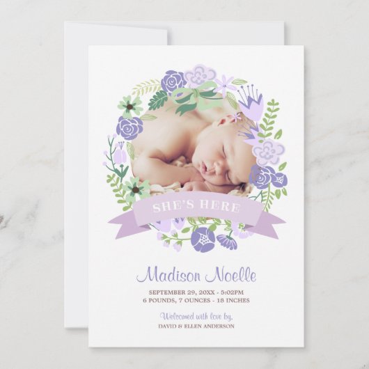 Floral Banner | Aankondiging van geboorte (Voorkant)