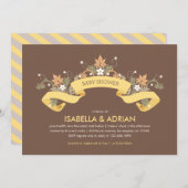Floral Banner Baby shower Invitation Kaart (Voorkant / Achterkant)
