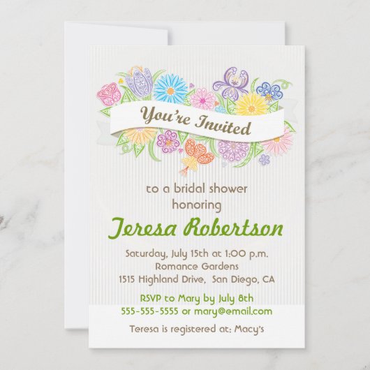 Floral Banner Bridal Shower Kaart (Voorkant)