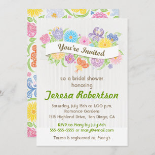 Floral Banner Bridal Shower Kaart