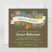 Floral Banner Bridal Shower Kaart (Voorkant)