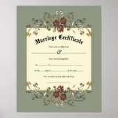 Floral Banner Lijst Wedding Certificate Poster (Voorkant)