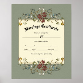 Floral Banner Lijst Wedding Certificate Poster