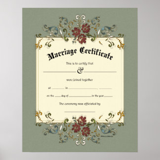 Floral Banner Lijst Wedding Certificate Poster