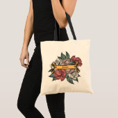 Floral Banner Rustic  Roos Tattoo Art Tote Bag (Voorkant (product))