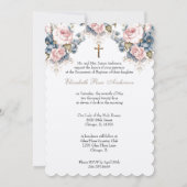 Floral Baptism Baby Foto Schriftkruis Kaart (Achterkant)