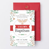 Floral Baptism Ceremony Fotocall rode uitnodiging