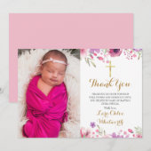 Floral Baptism, Christening Foto Script Bedankkaart (Voorkant / Achterkant)