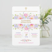 Floral Baptism Christening Girl Kaart (Staand voorkant)