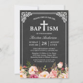 Floral Baptism | Elegant  Chalkboard-Lijst Kaart (Voorkant)