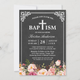 Floral Baptism | Elegant  Chalkboard-Lijst Kaart