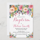 Floral Baptism Invitation Card Kaart (Voorkant)