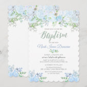 Floral Baptism Invitation Kaart (Voorkant / Achterkant)