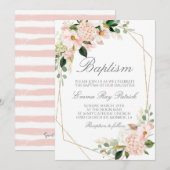 Floral Baptism Invitation Kaart (Voorkant / Achterkant)