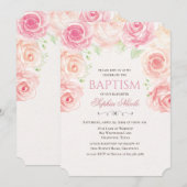 Floral Baptism Invitation Kaart (Voorkant / Achterkant)