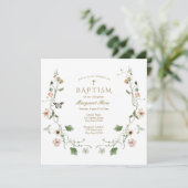 Floral Baptism Invitation Kaart (Staand voorkant)