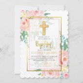 Floral Baptism Invitation Kaart (Voorkant)