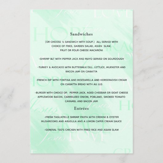 Floral Baptism- of Christening-menu Menu (Achterkant)