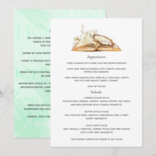 Floral Baptism- of Christening-menu Menu (Voorkant / Achterkant)