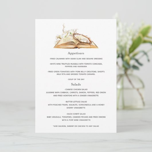 Floral Baptism- of Christening-menu Menu (Staand voorkant)