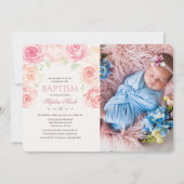 Floral Baptism Waterverf Fotouitnodiging Kaart (Voorkant)