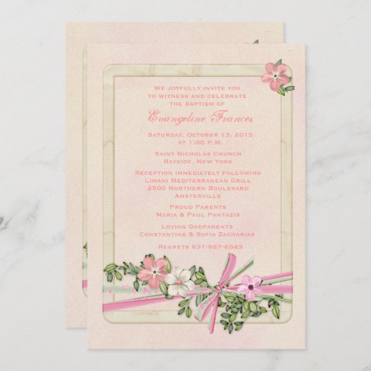 Floral Baptismal Kaart (Voorkant / Achterkant)