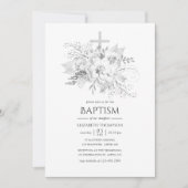  Floral Baptisme wit en zilver Kaart (Voorkant)