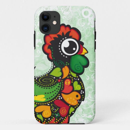 Floral Barcelos Kawaii Rooster iphone 5 hoesje (Achterkant)