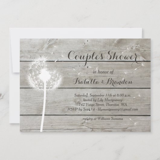 Floral Barn Board Couple's Shower Invitation Kaart (Voorkant)