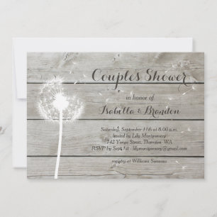 Floral Barn Board Couple's Shower Invitation Kaart