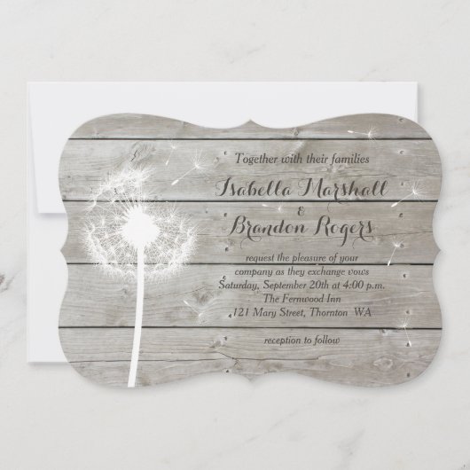 Floral Barn Board Wedding Invitation Kaart (Voorkant)